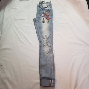 Indigo Rein Patch Skinny Jeans, Size:0.